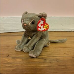 Ty Gray Cat Plush with Pink Accents
